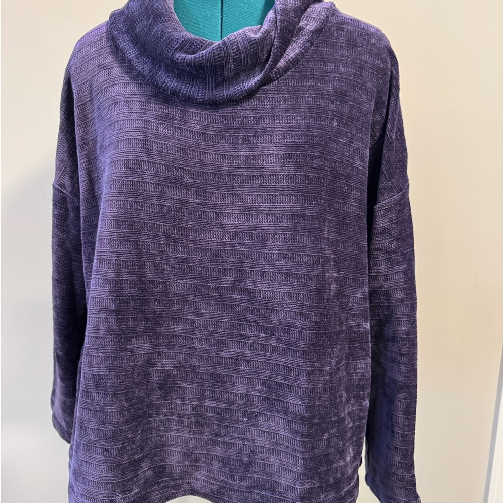 J. Jill Women's Rich Purple Cowl Neck Sweater